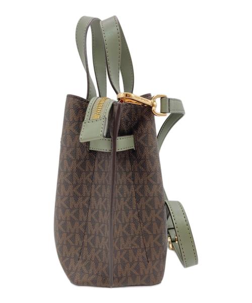 MICHAEL KORS（マイケルコース）MICHAEL KORS (マイケルコース) EMILIA サッチェル スモール MKシグネチャー ブラウン×グリーンの古着・服飾アイテム