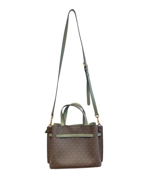 MICHAEL KORS（マイケルコース）MICHAEL KORS (マイケルコース) EMILIA サッチェル スモール MKシグネチャー ブラウン×グリーンの古着・服飾アイテム