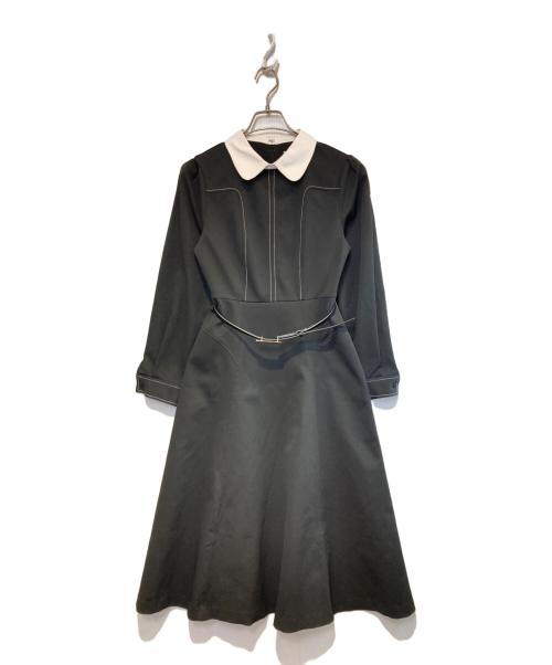 CELFORD（セルフォード）CELFORD (セルフォード) ビットベルト付きフレアワンピース ブラック サイズ:38の古着・服飾アイテム