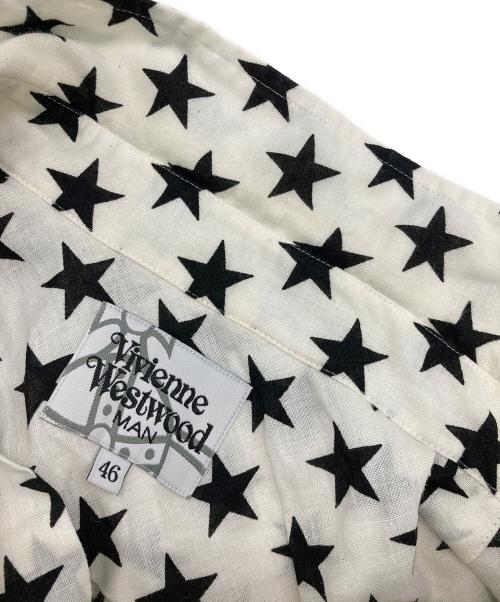 Vivienne Westwood man（ヴィヴィアン ウェストウッド マン）Vivienne Westwood man (ヴィヴィアン ウェストウッド マン) スターS/Sリネンシャツ ホワイト×ブラック サイズ:46の古着・服飾アイテム
