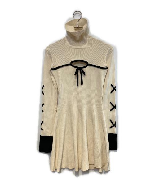 darich（ダーリッチ）darich (ダーリッチ) バイカラーリボンデザインニットミニワンピース アイボリー サイズ:Free-Lの古着・服飾アイテム