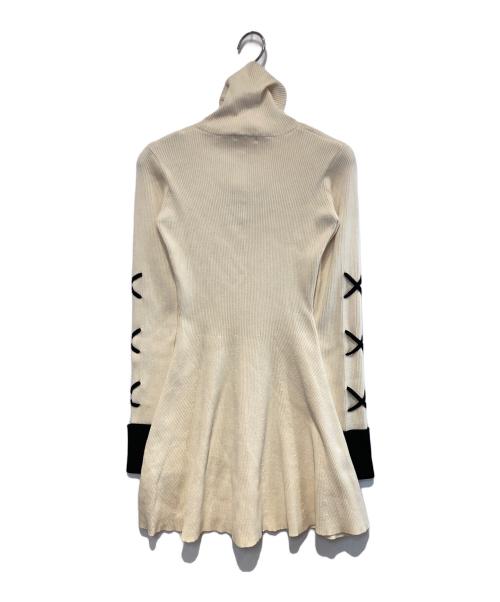darich（ダーリッチ）darich (ダーリッチ) バイカラーリボンデザインニットミニワンピース アイボリー サイズ:Free-Lの古着・服飾アイテム