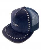 SUPREMEシュプリーム）の古着「Studded Velvet Mesh Back 5-Panel Cap」｜ネイビー