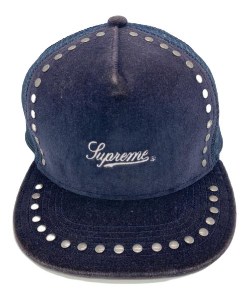 SUPREME（シュプリーム）SUPREME (シュプリーム) Studded Velvet Mesh Back 5-Panel Cap ネイビーの古着・服飾アイテム