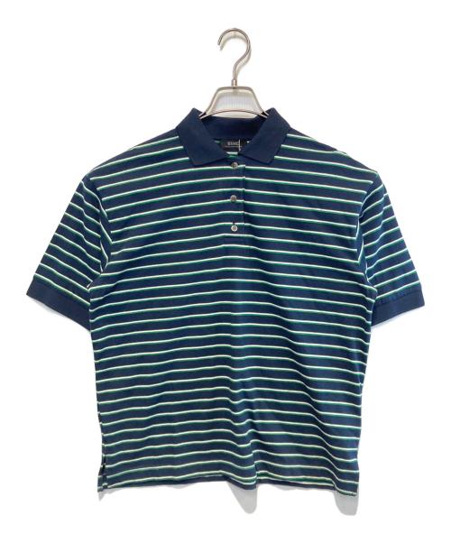 journal standard L'essage（ジャーナルスタンダード レサージュ）journal standard L'essage (ジャーナルスタンダード レサージュ) マルチボーダーポロシャツ ネイビー×グリーン サイズ:FREEの古着・服飾アイテム