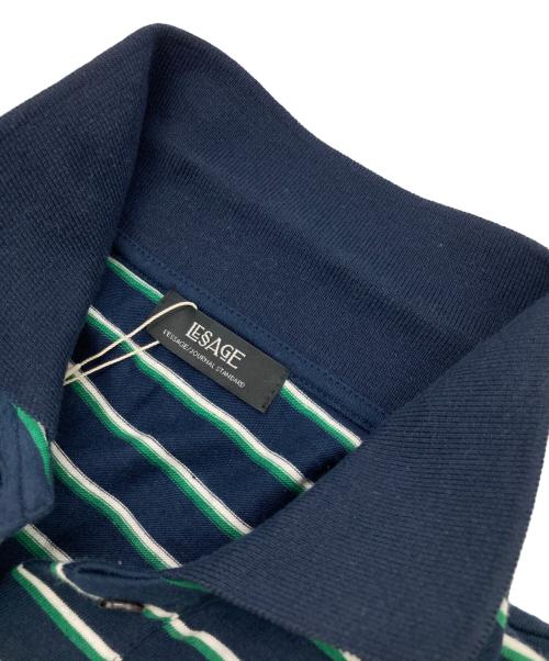 journal standard L'essage（ジャーナルスタンダード レサージュ）journal standard L'essage (ジャーナルスタンダード レサージュ) マルチボーダーポロシャツ ネイビー×グリーン サイズ:FREEの古着・服飾アイテム