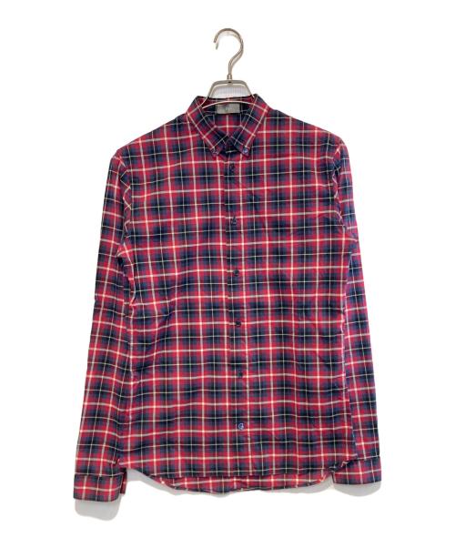 DIOR HOMME（ディオール オム）DIOR HOMME (ディオール オム) チェックBDシャツ レッド×ネイビー サイズ:37の古着・服飾アイテム