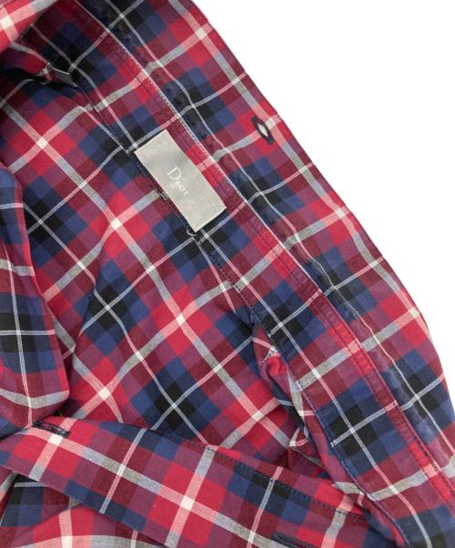 DIOR HOMME（ディオール オム）DIOR HOMME (ディオール オム) チェックBDシャツ レッド×ネイビー サイズ:37の古着・服飾アイテム