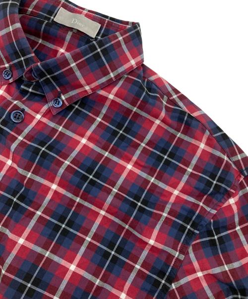 DIOR HOMME（ディオール オム）DIOR HOMME (ディオール オム) チェックBDシャツ レッド×ネイビー サイズ:37の古着・服飾アイテム