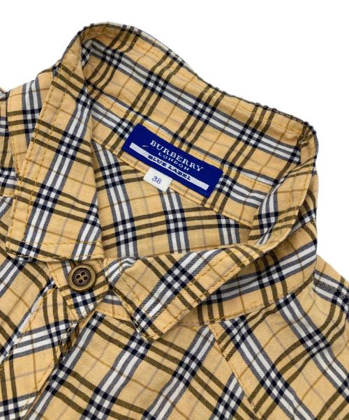 BURBERRY BLUE LABEL（バーバリー ブルー レーベル）BURBERRY BLUE LABEL (バーバリー ブルー レーベル) チェックワイドシャツ ベージュ サイズ:38の古着・服飾アイテム