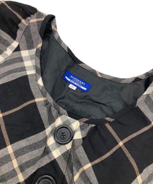 BURBERRY BLUE LABEL（バーバリー ブルー レーベル）BURBERRY BLUE LABEL (バーバリー ブルー レーベル) チェックショートスリーブワンピース ブラック×ホワイト サイズ:36の古着・服飾アイテム