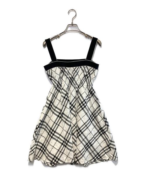BURBERRY BLUE LABEL（バーバリー ブルー レーベル）BURBERRY BLUE LABEL (バーバリー ブルー レーベル) キャミソールワンピース ホワイト×ブラック サイズ:38の古着・服飾アイテム