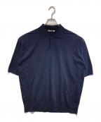 AURALEEオーラリー）の古着「Super High Gauge Cotton Knit Short Sleeve Polo」｜ネイビー