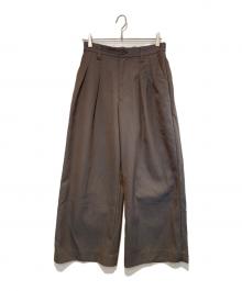 MAISON SPECIAL（メゾンスペシャル）の古着「4 Colors Chambray Washable Wool Prime-Wide Two Tuck Wide Pants」｜ブラウン