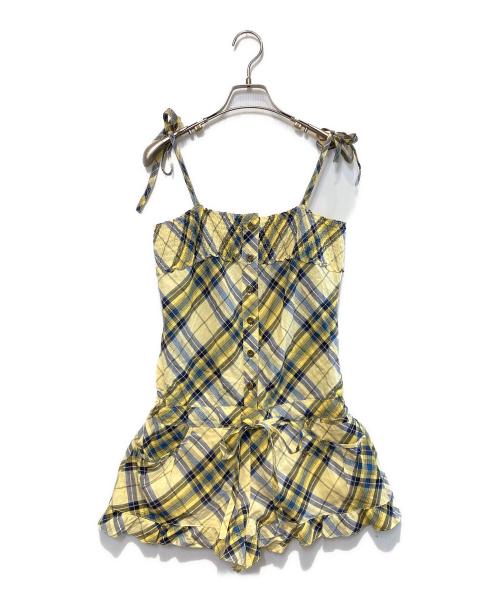 BURBERRY BLUE LABEL（バーバリー ブルー レーベル）BURBERRY BLUE LABEL (バーバリー ブルー レーベル) キャミソールワンピース イエロー×ブルー サイズ:38の古着・服飾アイテム