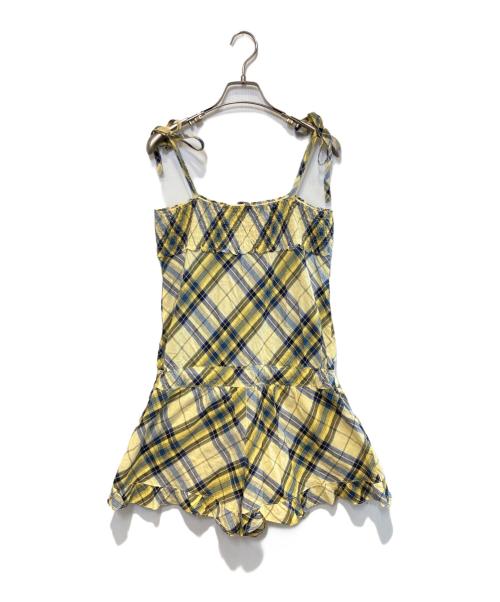 BURBERRY BLUE LABEL（バーバリー ブルー レーベル）BURBERRY BLUE LABEL (バーバリー ブルー レーベル) キャミソールワンピース イエロー×ブルー サイズ:38の古着・服飾アイテム