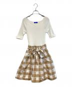 BLUE LABEL CRESTBRIDGEブルーレーベルクレストブリッジ）の古着「切替ワンピース」｜ホワイト×ベージュ