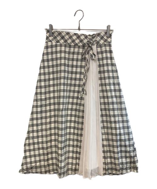 BLUE LABEL CRESTBRIDGE（ブルーレーベルクレストブリッジ）BLUE LABEL CRESTBRIDGE (ブルーレーベルクレストブリッジ) チェックスカート ホワイト×ブラック サイズ:38の古着・服飾アイテム