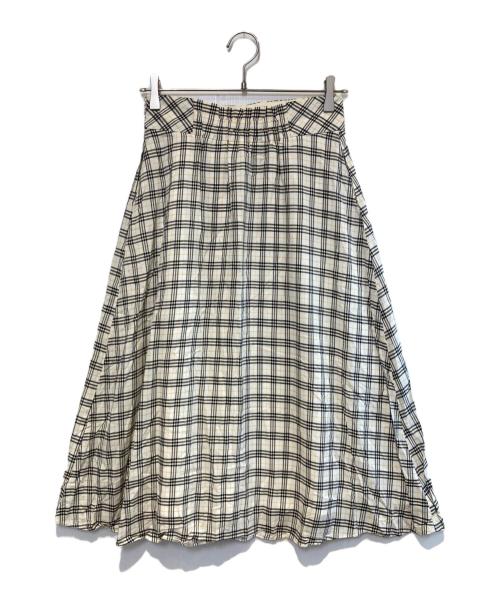 BLUE LABEL CRESTBRIDGE（ブルーレーベルクレストブリッジ）BLUE LABEL CRESTBRIDGE (ブルーレーベルクレストブリッジ) チェックスカート ホワイト×ブラック サイズ:38の古着・服飾アイテム