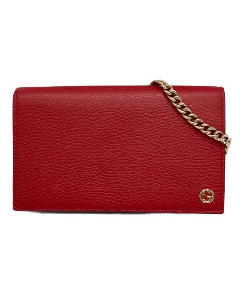 GUCCI（グッチ）GUCCI (グッチ) インターロッキングGチェーンショルダーバッグ レッドの古着・服飾アイテム