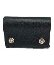 CALEE（キャリー）の古着「SILVER STAR CONCHO FLAP LEATHER HALF WALLET」｜ブラック