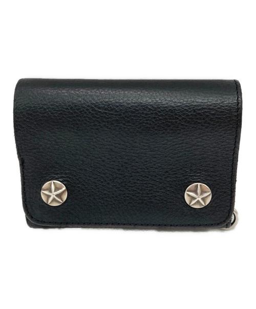 CALEE（キャリー）CALEE (キャリー) SILVER STAR CONCHO FLAP LEATHER HALF WALLET ブラックの古着・服飾アイテム