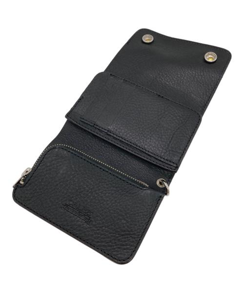 CALEE（キャリー）CALEE (キャリー) SILVER STAR CONCHO FLAP LEATHER HALF WALLET ブラックの古着・服飾アイテム
