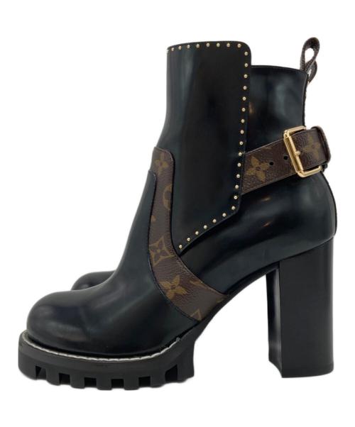 LOUIS VUITTON（ルイ ヴィトン）LOUIS VUITTON (ルイ ヴィトン) スタートレイルライン アンクルブーツ ブラック×ブラウン サイズ:38の古着・服飾アイテム