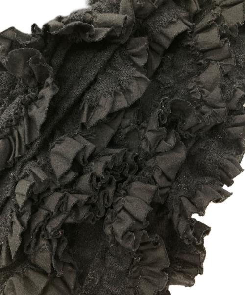 COMME des GARCONS tricot（コムデギャルソントリコ）COMME des GARCONS tricot (コムデギャルソントリコ) ポケット付きフリルマフラー ブラックの古着・服飾アイテム