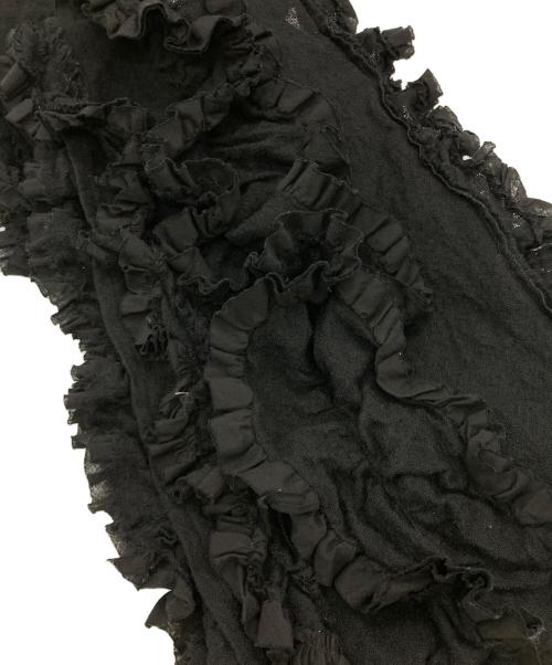 COMME des GARCONS tricot（コムデギャルソントリコ）COMME des GARCONS tricot (コムデギャルソントリコ) ポケット付きフリルマフラー ブラックの古着・服飾アイテム