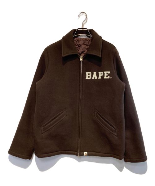 A BATHING APE（アベイシングエイプ）A BATHING APE (アベイシングエイプ) ウールメルトンジップジャケット ブラウン サイズ:Lの古着・服飾アイテム