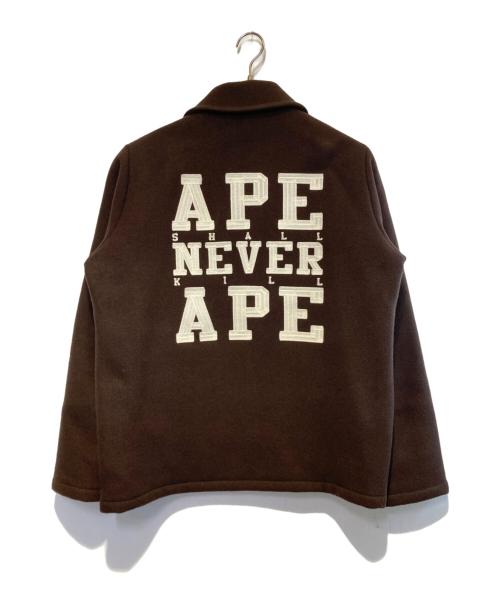 A BATHING APE（アベイシングエイプ）A BATHING APE (アベイシングエイプ) ウールメルトンジップジャケット ブラウン サイズ:Lの古着・服飾アイテム