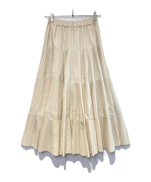 BEARDSLEY（ビアズリー）BEARDSLEY (ビアズリー) プリーツティアードスカート ホワイト サイズ:Freeの古着・服飾アイテム