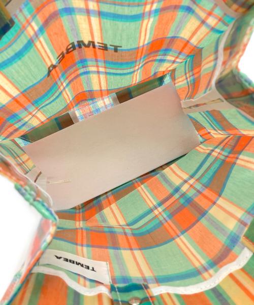 TEMBEA（テンベア）TEMBEA (テンベア) PAPER TOTE オレンジ×グリーンの古着・服飾アイテム