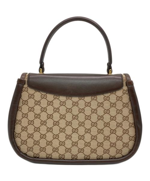 GUCCI（グッチ）GUCCI (グッチ) GGキャンバス ハンドバッグ ベージュ×ブラウンの古着・服飾アイテム