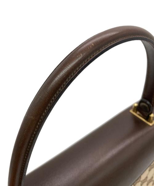 GUCCI（グッチ）GUCCI (グッチ) GGキャンバス ハンドバッグ ベージュ×ブラウンの古着・服飾アイテム