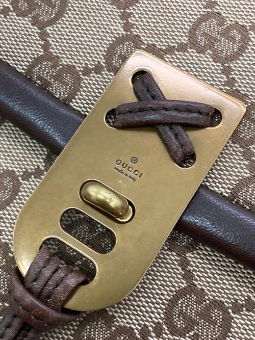GUCCI（グッチ）GUCCI (グッチ) GGキャンバス ハンドバッグ ベージュ×ブラウンの古着・服飾アイテム