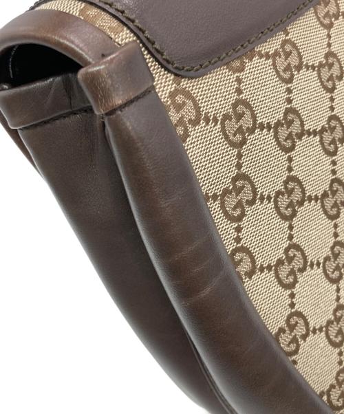 GUCCI（グッチ）GUCCI (グッチ) GGキャンバス ハンドバッグ ベージュ×ブラウンの古着・服飾アイテム