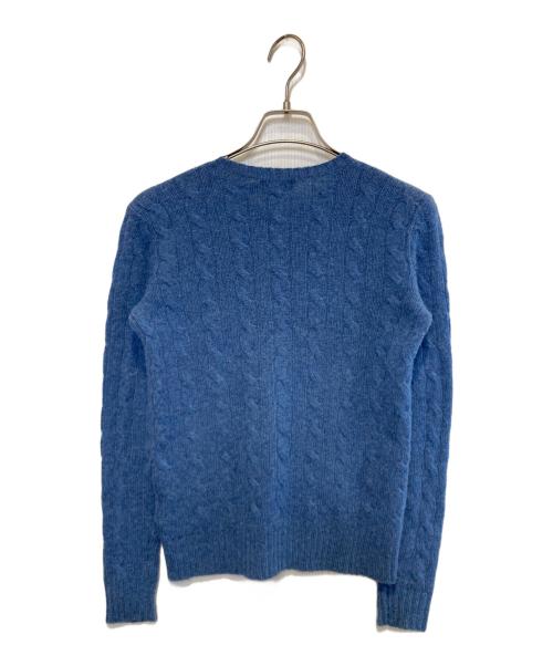 POLO RALPH LAUREN（ポロ・ラルフローレン）POLO RALPH LAUREN (ポロ・ラルフローレン) ウールカシミヤケーブルニット ブルー サイズ:XSの古着・服飾アイテム