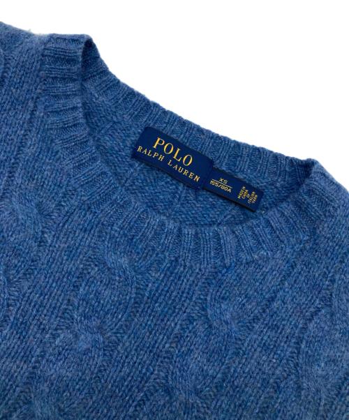 POLO RALPH LAUREN（ポロ・ラルフローレン）POLO RALPH LAUREN (ポロ・ラルフローレン) ウールカシミヤケーブルニット ブルー サイズ:XSの古着・服飾アイテム