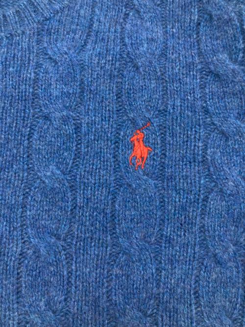 POLO RALPH LAUREN（ポロ・ラルフローレン）POLO RALPH LAUREN (ポロ・ラルフローレン) ウールカシミヤケーブルニット ブルー サイズ:XSの古着・服飾アイテム