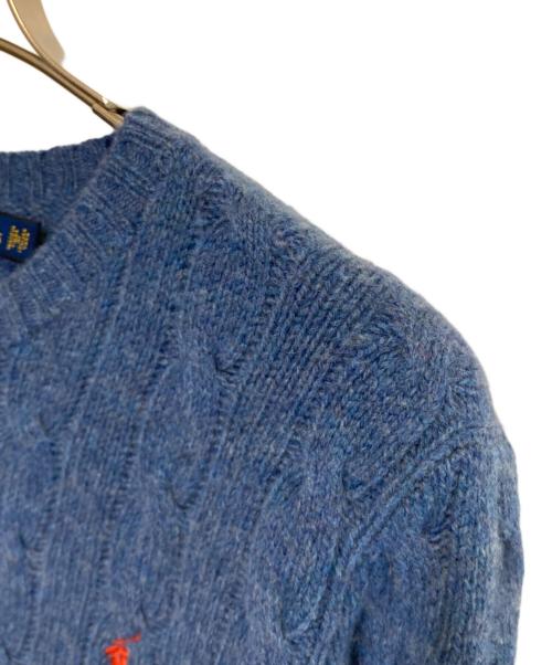 POLO RALPH LAUREN（ポロ・ラルフローレン）POLO RALPH LAUREN (ポロ・ラルフローレン) ウールカシミヤケーブルニット ブルー サイズ:XSの古着・服飾アイテム