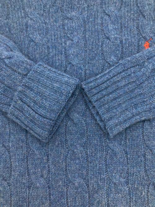 POLO RALPH LAUREN（ポロ・ラルフローレン）POLO RALPH LAUREN (ポロ・ラルフローレン) ウールカシミヤケーブルニット ブルー サイズ:XSの古着・服飾アイテム
