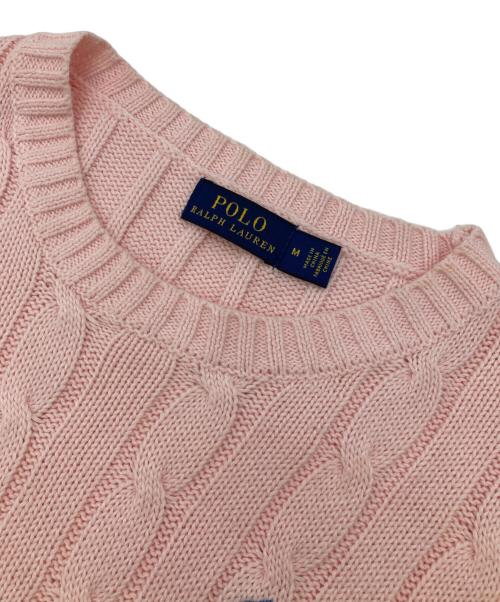 POLO RALPH LAUREN（ポロ・ラルフローレン）POLO RALPH LAUREN (ポロ・ラルフローレン) コットンケーブルニットセーター ピンク サイズ:Mの古着・服飾アイテム