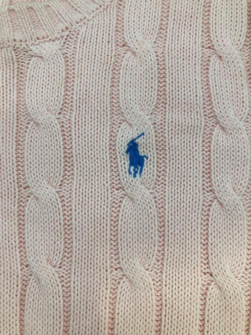 POLO RALPH LAUREN（ポロ・ラルフローレン）POLO RALPH LAUREN (ポロ・ラルフローレン) コットンケーブルニットセーター ピンク サイズ:Mの古着・服飾アイテム