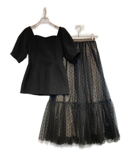 Ameri（アメリ）Ameri (アメリ) CONSTRICTED TOP DOT TULLE SET DRESS ブラック サイズ:Mの古着・服飾アイテム