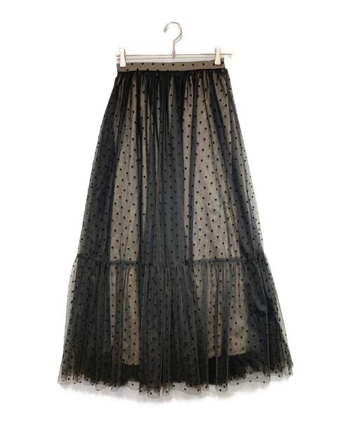 Ameri（アメリ）Ameri (アメリ) CONSTRICTED TOP DOT TULLE SET DRESS ブラック サイズ:Mの古着・服飾アイテム