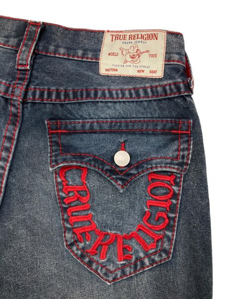 TRUE RELIGION（トゥルー レリジョン）TRUE RELIGION (トゥルー レリジョン) Ricky Big T Flap TR Embro Jean インディゴ×レッド サイズ:32の古着・服飾アイテム