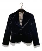 BURBERRY BLUE LABELバーバリー ブルー レーベル）の古着「ベロアテーラードジャケット」｜ブラック×ベージュ