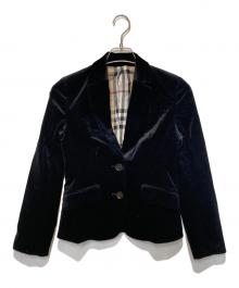 BURBERRY BLUE LABEL（バーバリー ブルー レーベル）の古着「ベロアテーラードジャケット」｜ブラック×ベージュ
